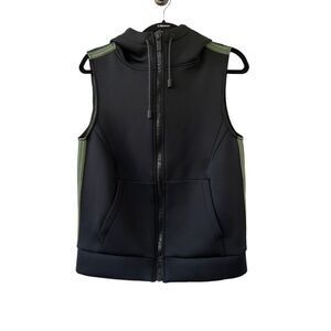 Alala Bond Scuba Hooded Vest Full Zip Black Green Size Small